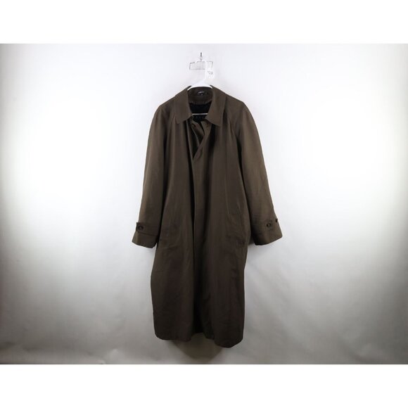 Vtg 90s Ralph Lauren Mens 40R Quilted Lined Full Length Trench Coat Jacket Brown